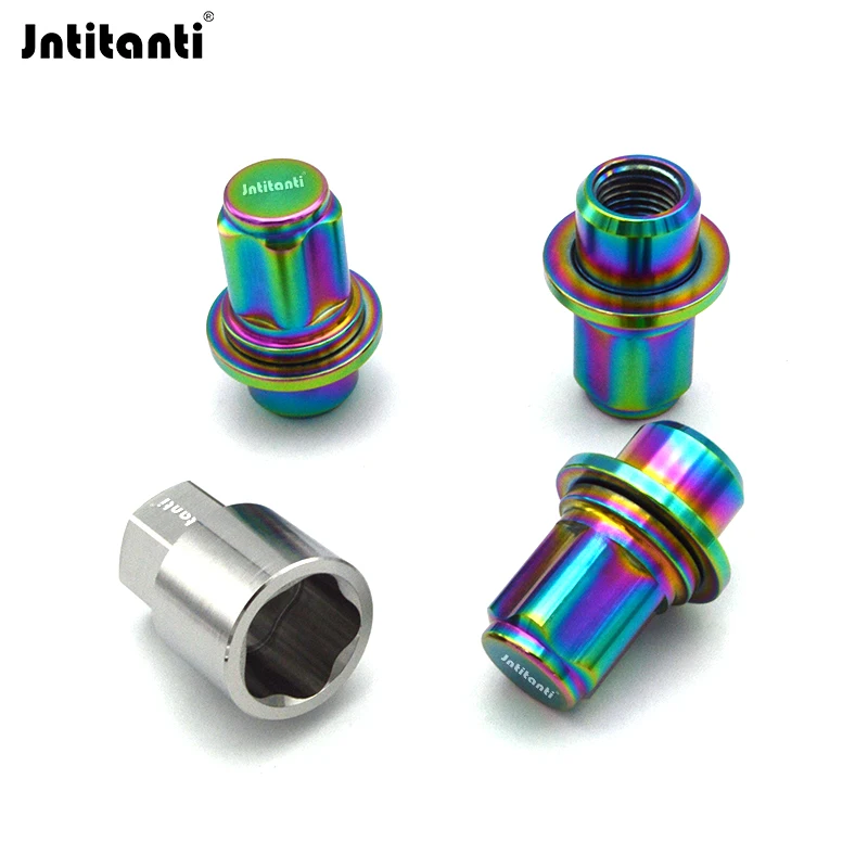 Jntitanti 5 Point Anti-Theft Closed End Mag Seat Gr.5 Titanium Lug Nut M14x1.5 for Land Rover