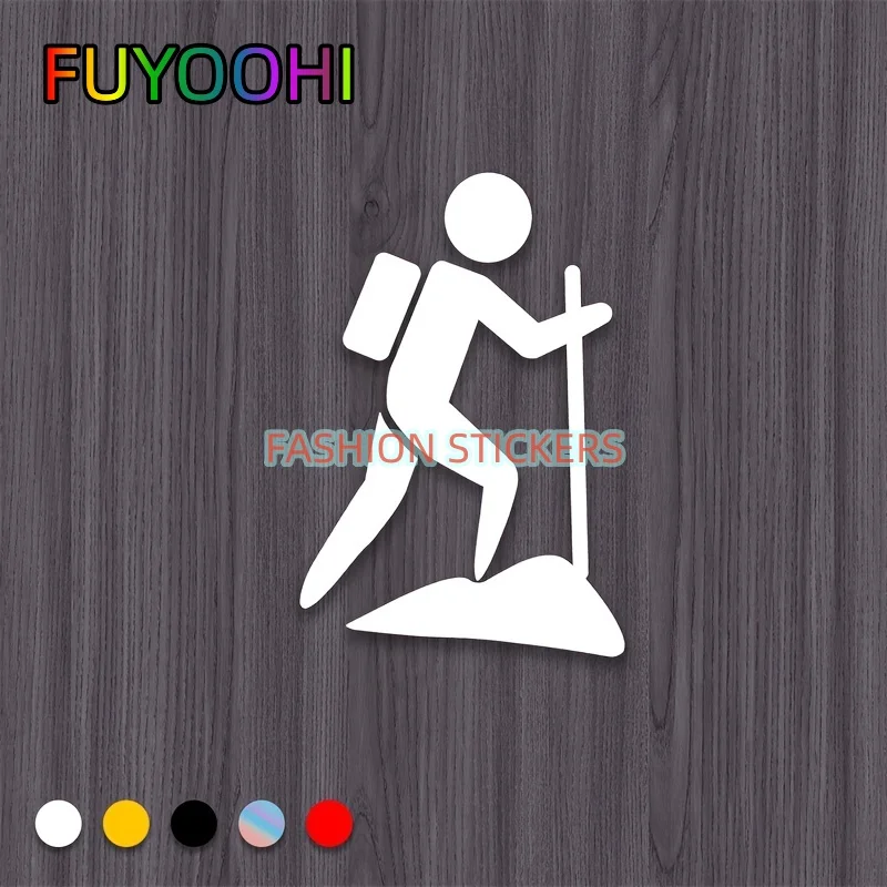 FUYOOHI Hiker Car Creative Stickers Water Proof PVC Sun Protection Cool Reflective Adventure Stick Figure Car Decals Decoration