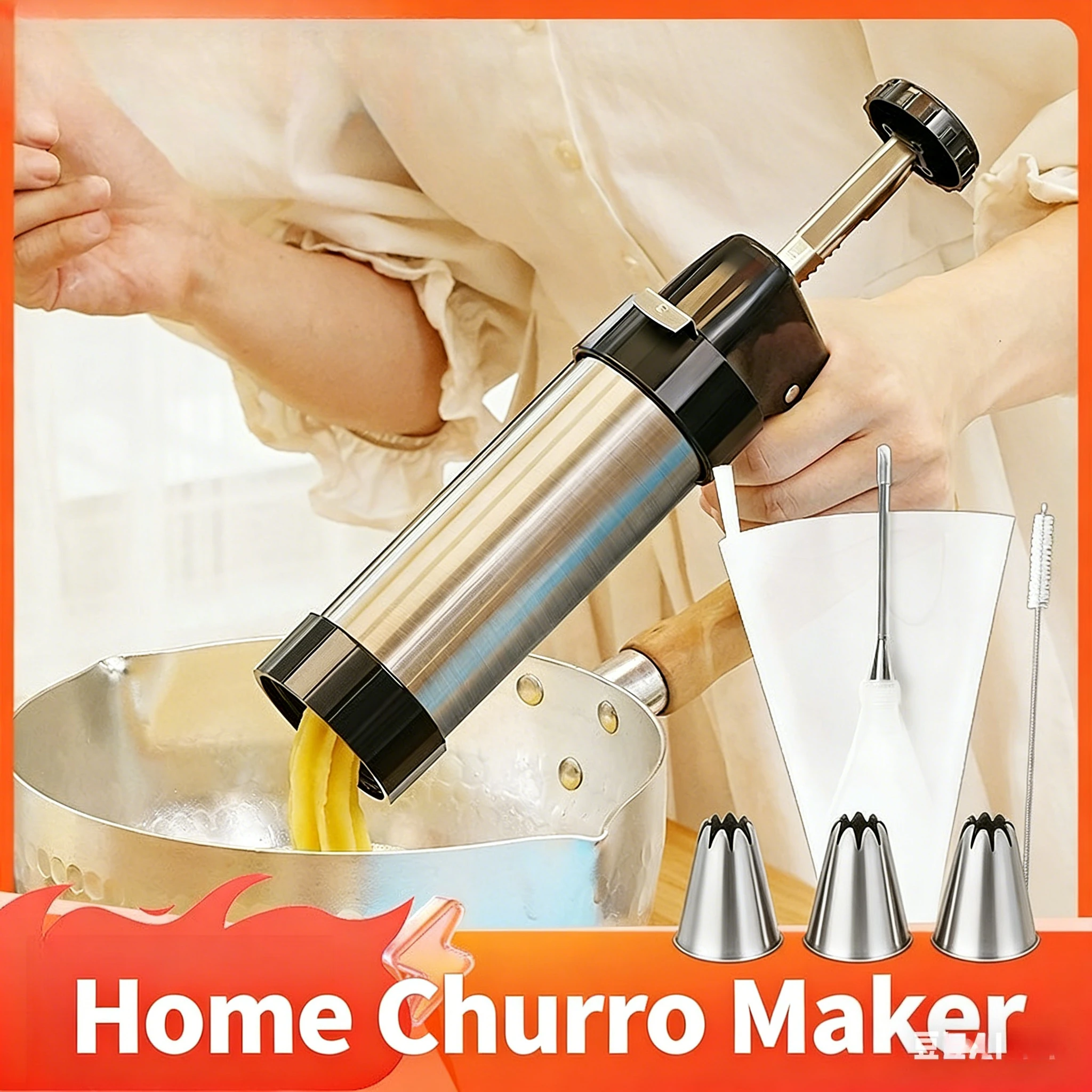 

Churros Maker Electric Machine, Home Spanish Doughnut Extruder Set, Non-Stick Frying Kit for Authentic Latin Pastry