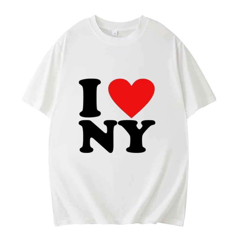 I Love New York T-Shirt Streetwear Y2k Aesthetic Graphic Korean Fashion Women/Men Tee Casual Round Neck T-Shirt Short Sleeves