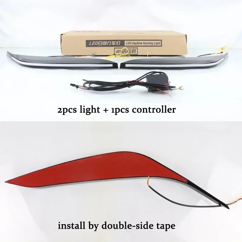 

Car LED DRL 12v Daytime Running Light For Toyota Tundra Sequoia 2023 Auto DRL Daylights Dynamic Yellow Turn Signal Driving Lamps