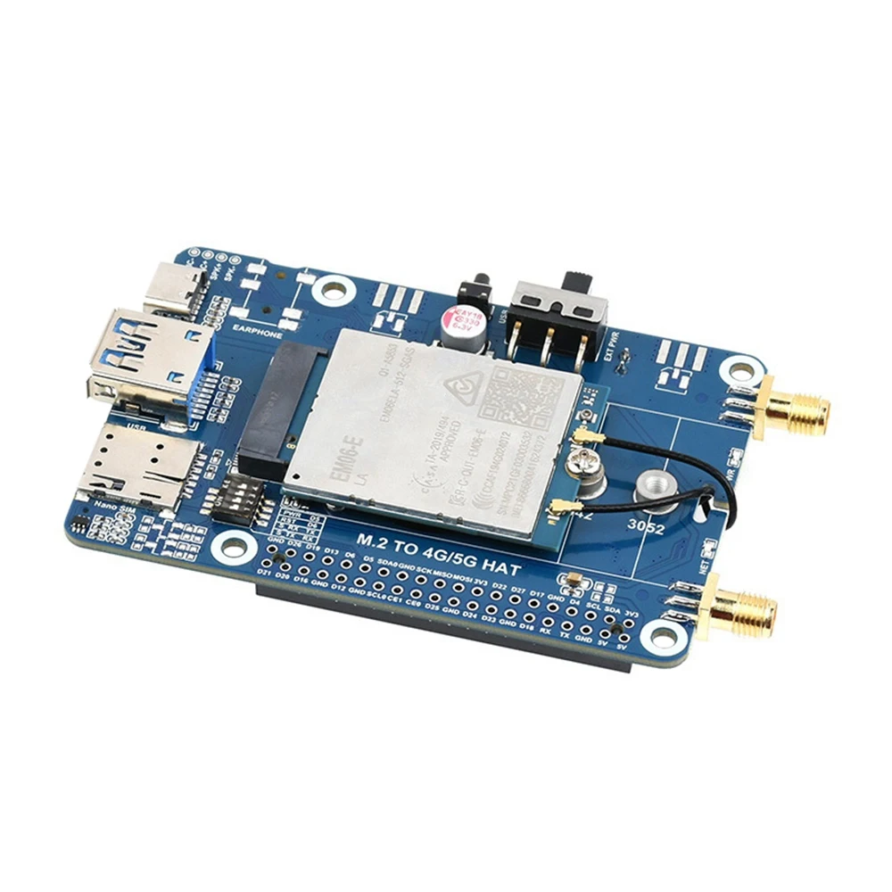 

M.2 to 4G/5G HAT for Raspberry Pi LTE Cat 6 Communication Expansion Board Supports LTE-A /UMTS/HSPA (+) Network Systems