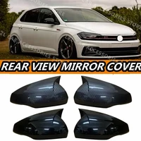 Cubierta de espejo retrovisor para Volkswagen, VW Polo Mk6 AW GTI 2018-2021, tapas de bocina de buey para coche, embellecedor de carcasa con apariencia de fibra de carbono Exterior