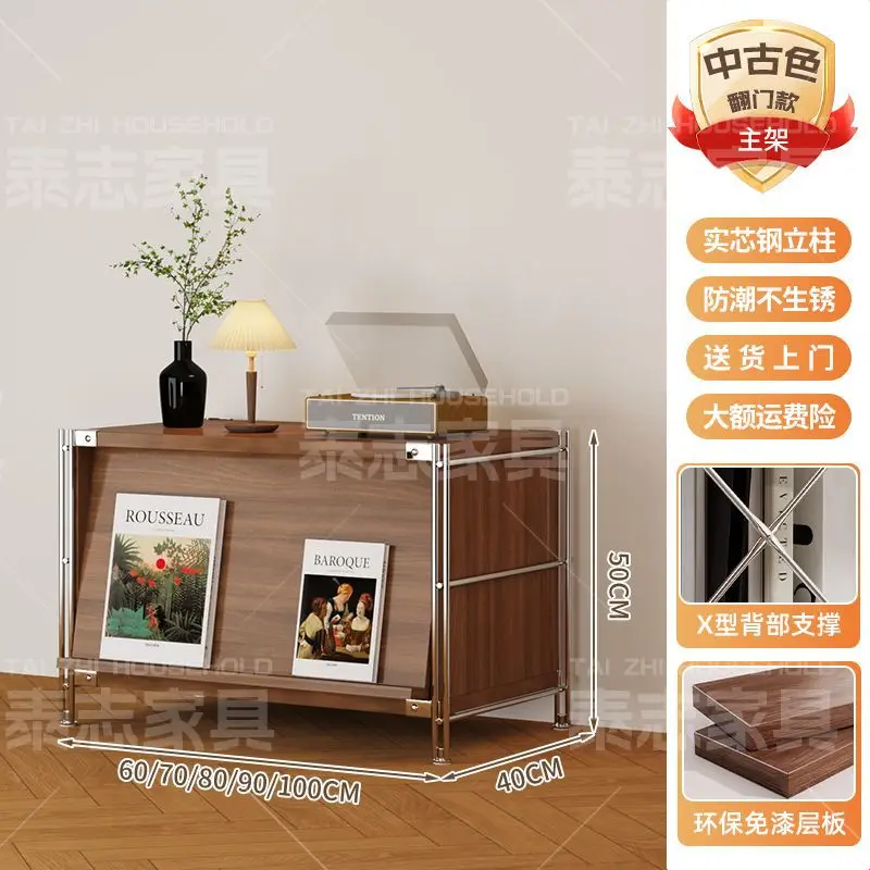 Medieval style open locker household multi-functional storage cabinet living room bedroom combination side cabinet floor storage