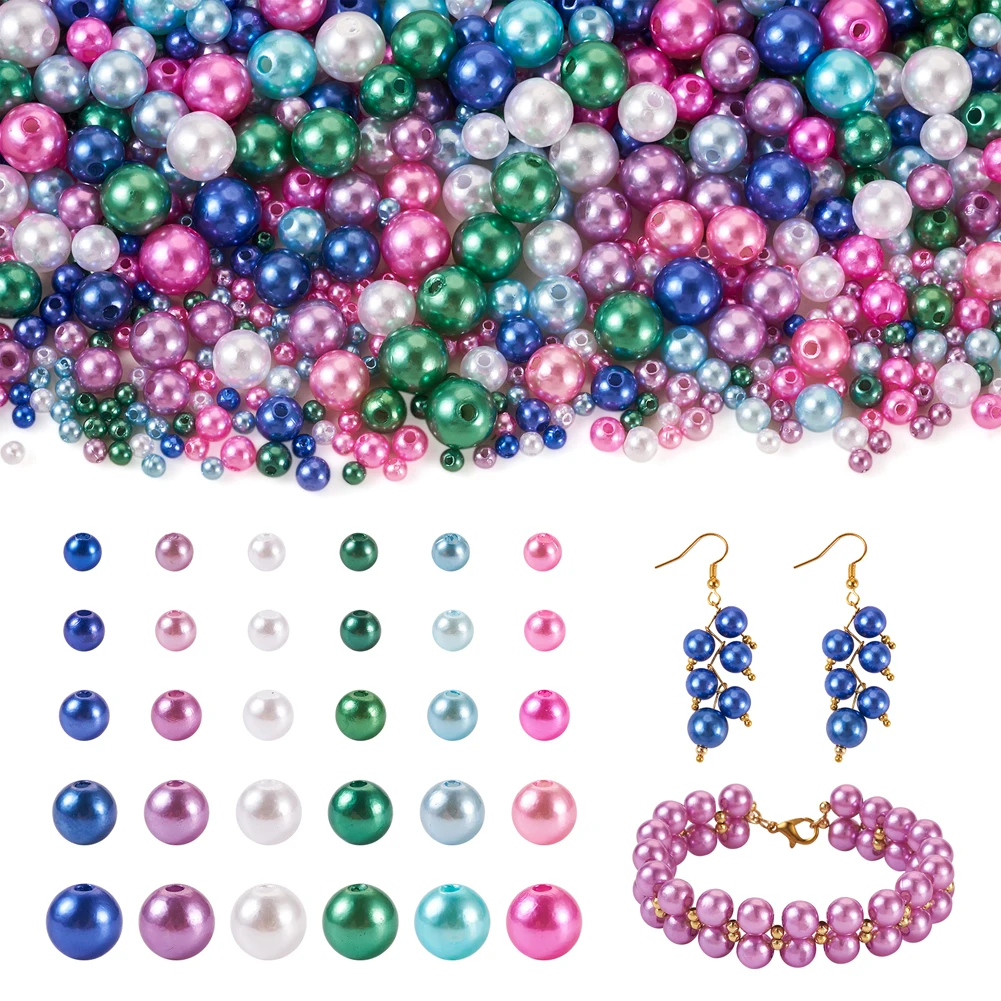 

3000pcs Imitation Pearl Acrylic Beads 4-12mm Mix Dyed Color Round Loose Spacer Bead for Necklace Bracelet Earring Jewelry Making