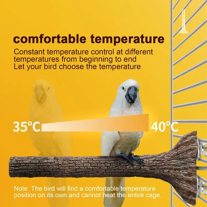 Bird Perch Heater Thermal Stand Branch For Parakeet Bite-Resistant Thermo Perch Bird Warmer For Daily Resting Playing Standing