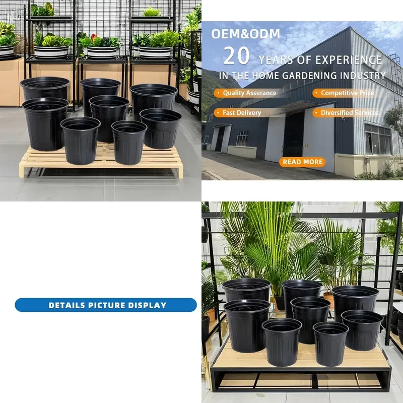 for  Garden Plastic Lightweight Black Classic Flower Pot