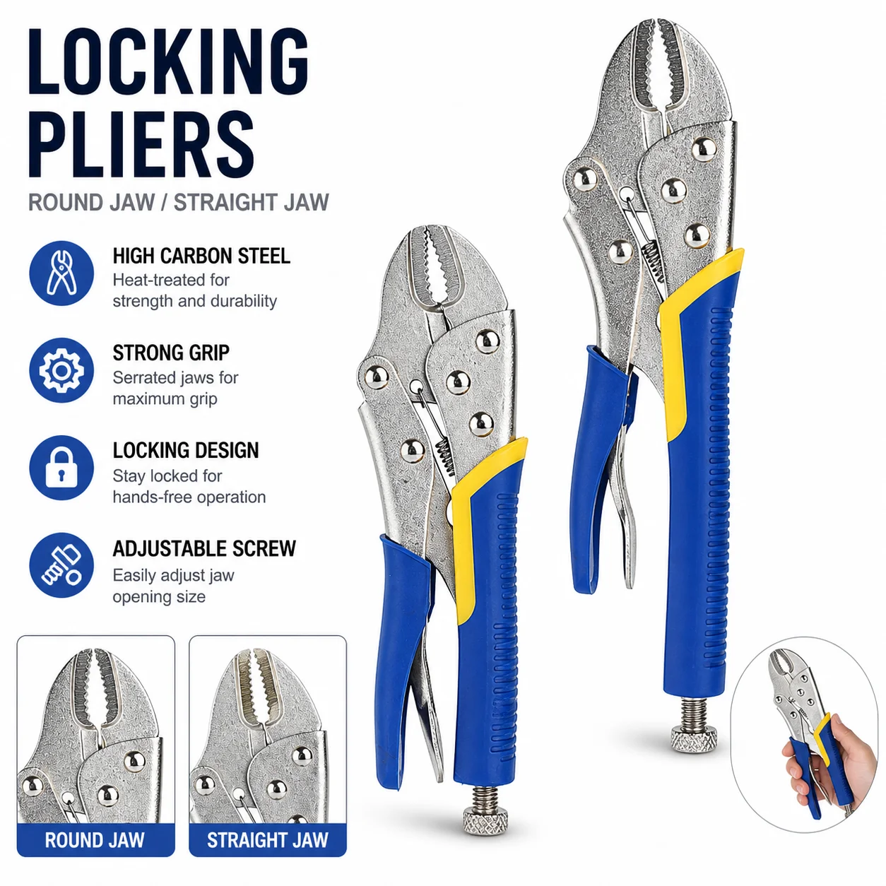Multi Function Locking Pliers Straight Jaw Curved Jaw Cutting Vise Grip Adjustable Clamp Industrial Hand Tool Heavy Duty