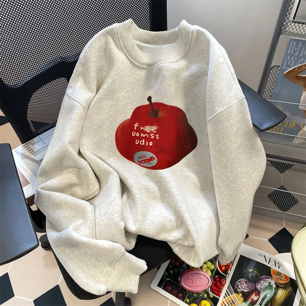 2025 جديد القطن الأمريكي كسول أبل مطبوعة هوديي 2025 الربيع والخريف الرجال والنساء الملابس البلوز هوديي