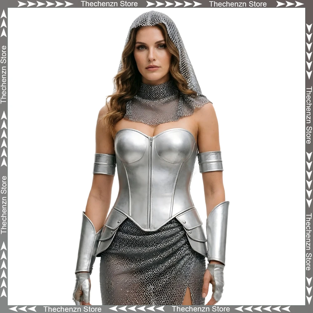 

Fancy Dress Medieval Female Knight Cosplay For Women Fake Armor Clothing Woman Costume Halloween Female Roleplay Party Outfits