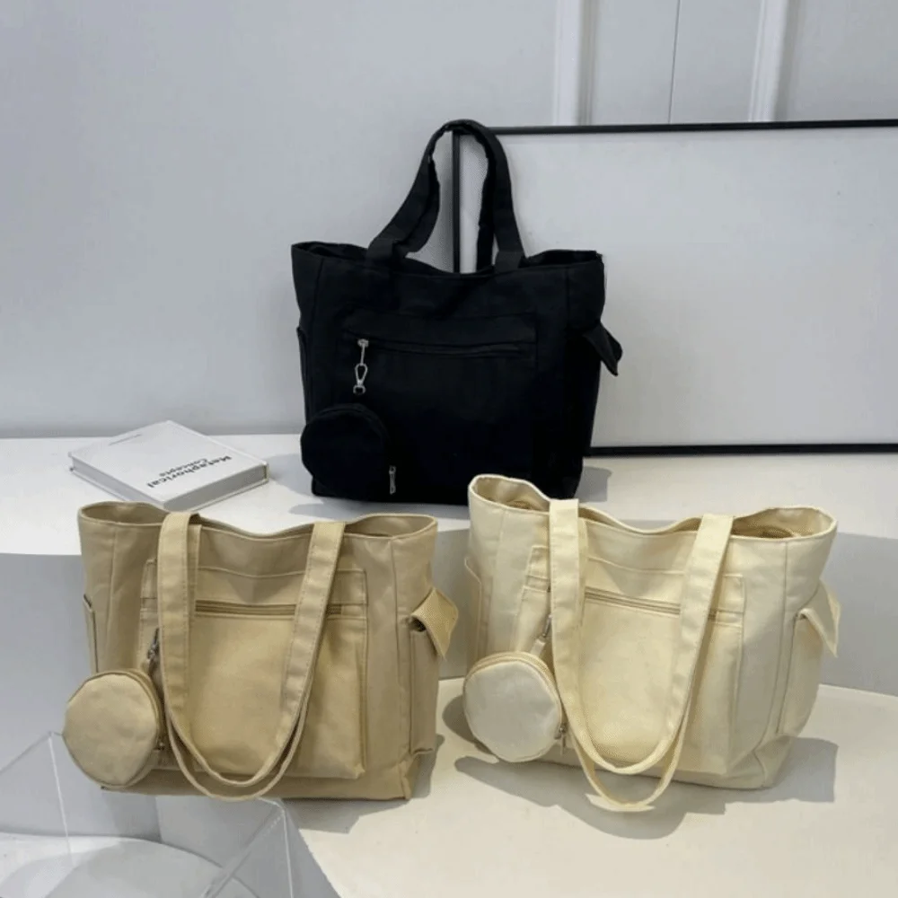 

Solid Color Women's Shoulder Bag Simple Large Capacity Single-shoulder Bag Portable Lightweight Student Tote Bag Student Class