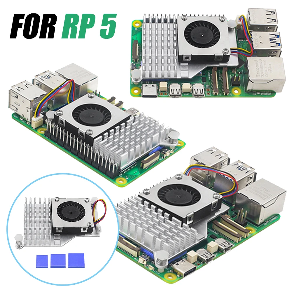

For Raspberry Pi 5 Active Cooler Official Fan Heatsink with Adjustable Speed Cooling Fan Metal Heatsink Radiator