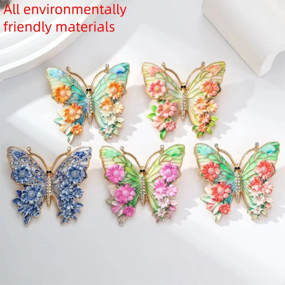 

Vintage Big Flower Butterfly Brooch 5 Colors Fashion Insect Brooches For Women Clothes Lapel Pins Elegant Gift Accessories