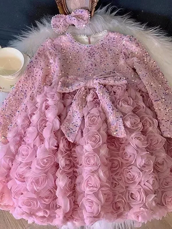 3D Large Rose Embroidered Lace Fabric, Discoloration Flower Children\'s Applique Clothing, Dress Fashion, RS24458