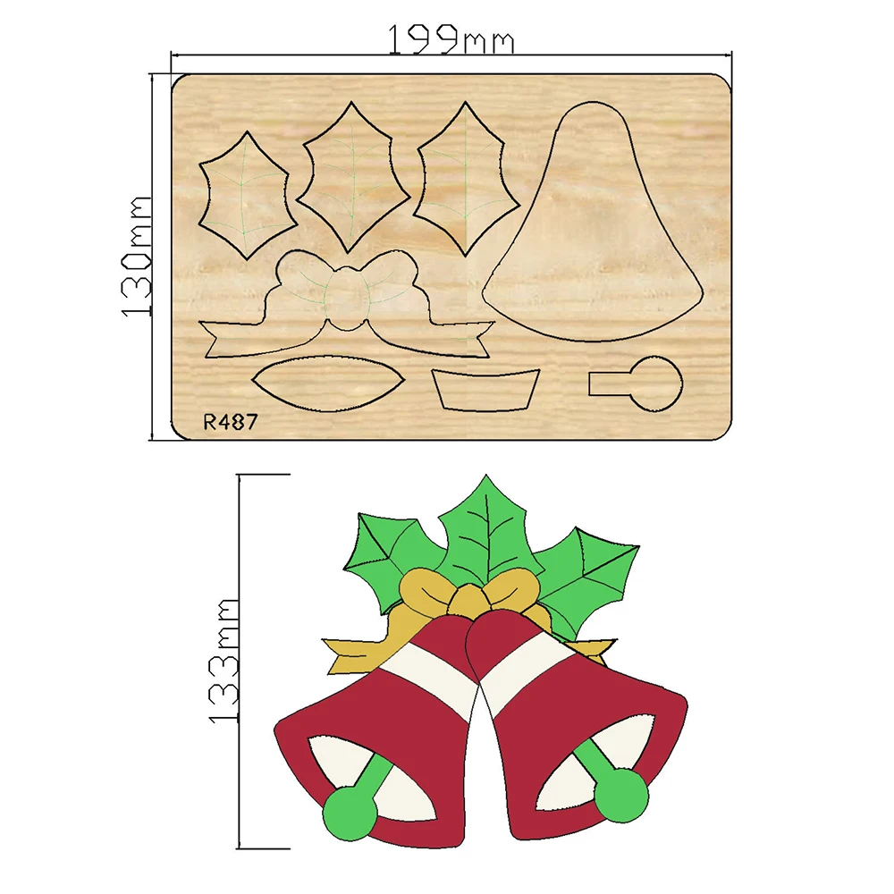 Campanas de Navidad 2023 nuevos troqueles de corte de madera para álbum de recortes DIY adecuados para máquinas troqueladoras comunes en el mercado/R487