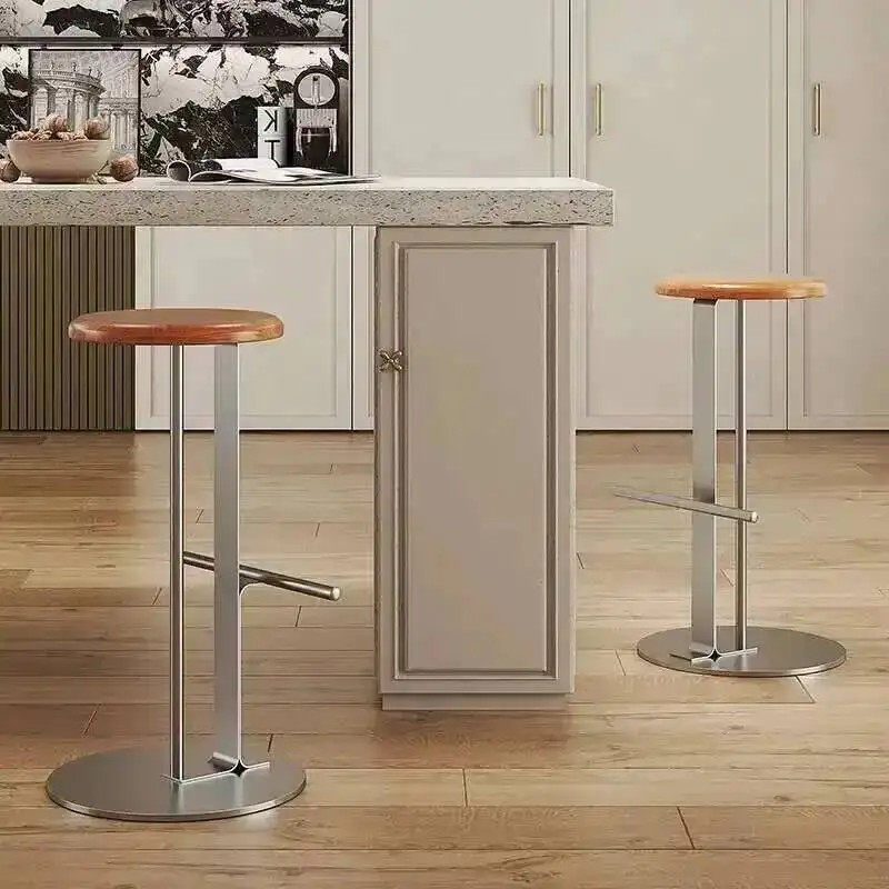 

Chair Desk High Cashier Chair Bar Front Home Solid Wood Island Chair Living Room Metal High Stool Cafe High Stools