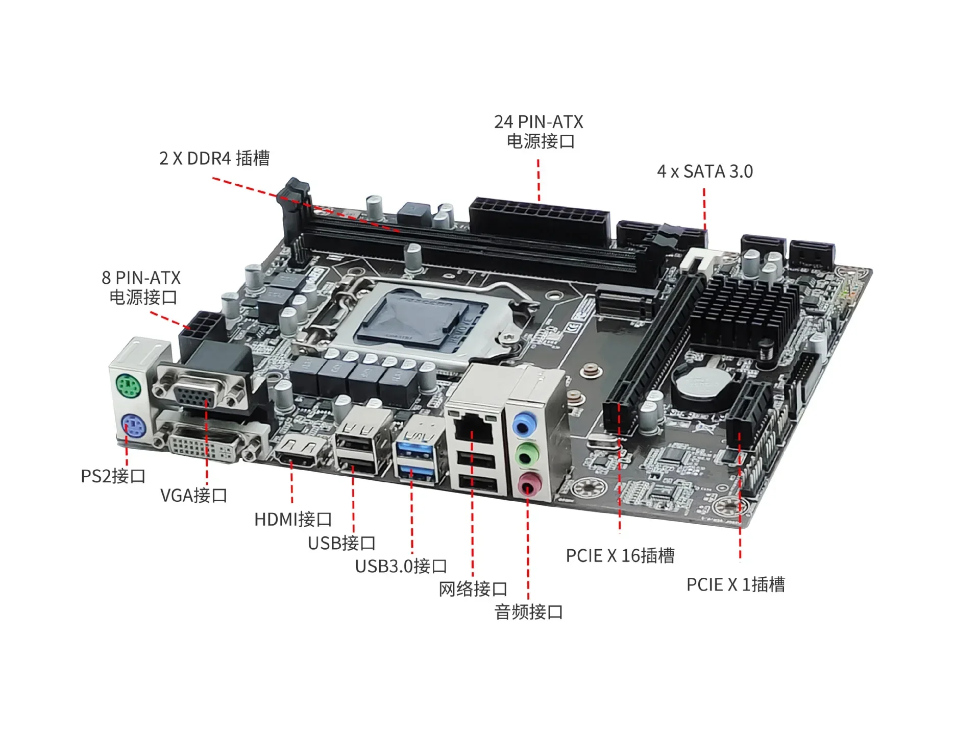 Motherboard komputer H310 mendukung LGA1151 CPU generasi ke-8 dan 9 dengan memori 32GB DDR4