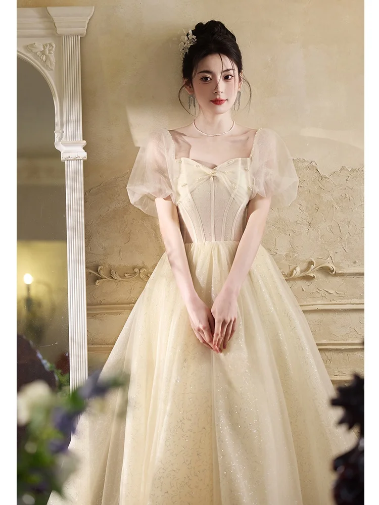 

Женское вечернее платье Ele, пышное, для взрослых, класса люкс, для выпускного вечера, новинка 2025 года, с жемчужной отделкой, в стиле принцессы