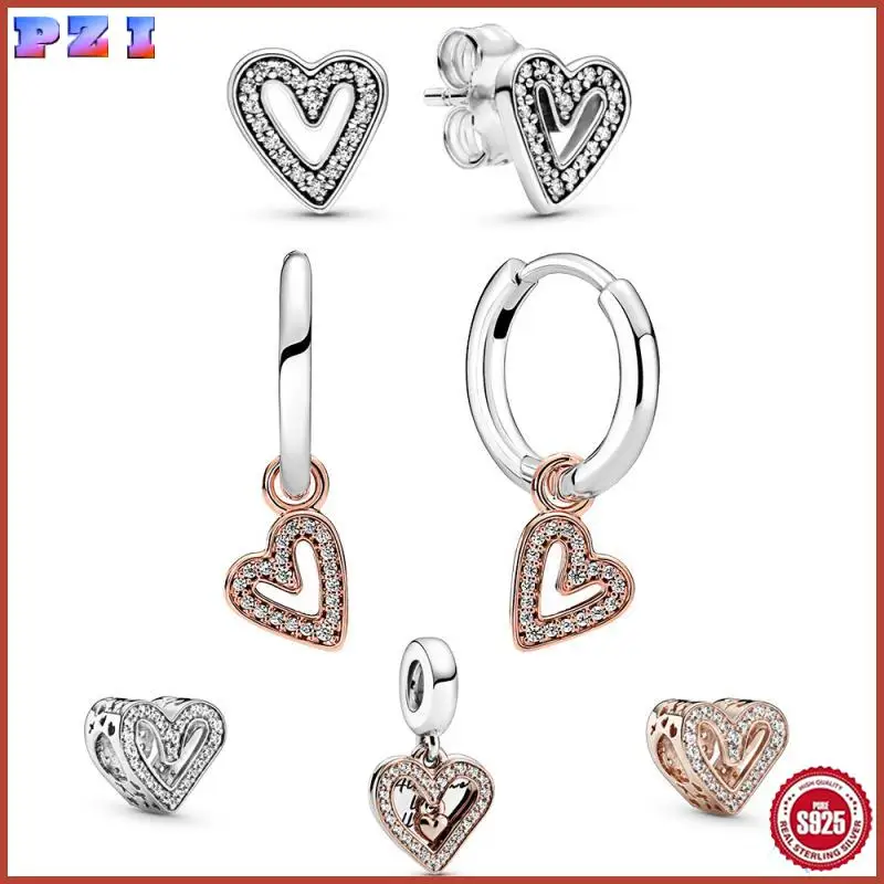 

Original Authentic 925 Sterling Silver Sparkling Hand-painted Heart-shaped New Fashionable And Romantic Women Gift