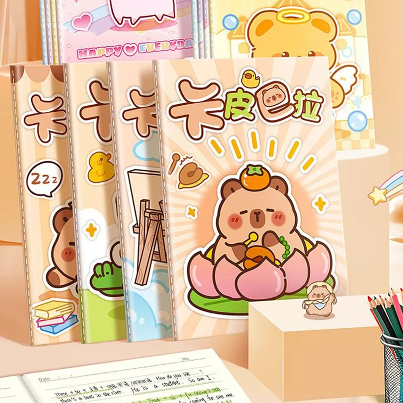 4Pcs Cartoon Capybara Tasche Bücher Tragbare Mini Notebook Kawaii Handbuch Student Verdickt Notebook Student Schreibwaren Geschenke
