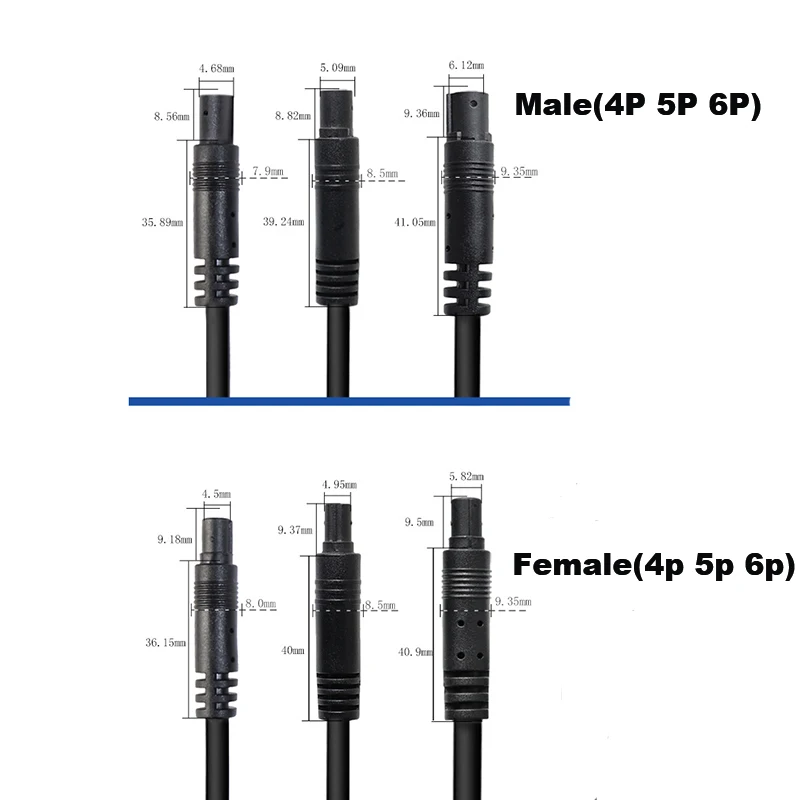 4pin 5pin 6pin Man-vrouw Koord Auto Voertuig DVR Camera Uitbreiding connector Kabels HD Monitor Achteruitrijcamera draad W1