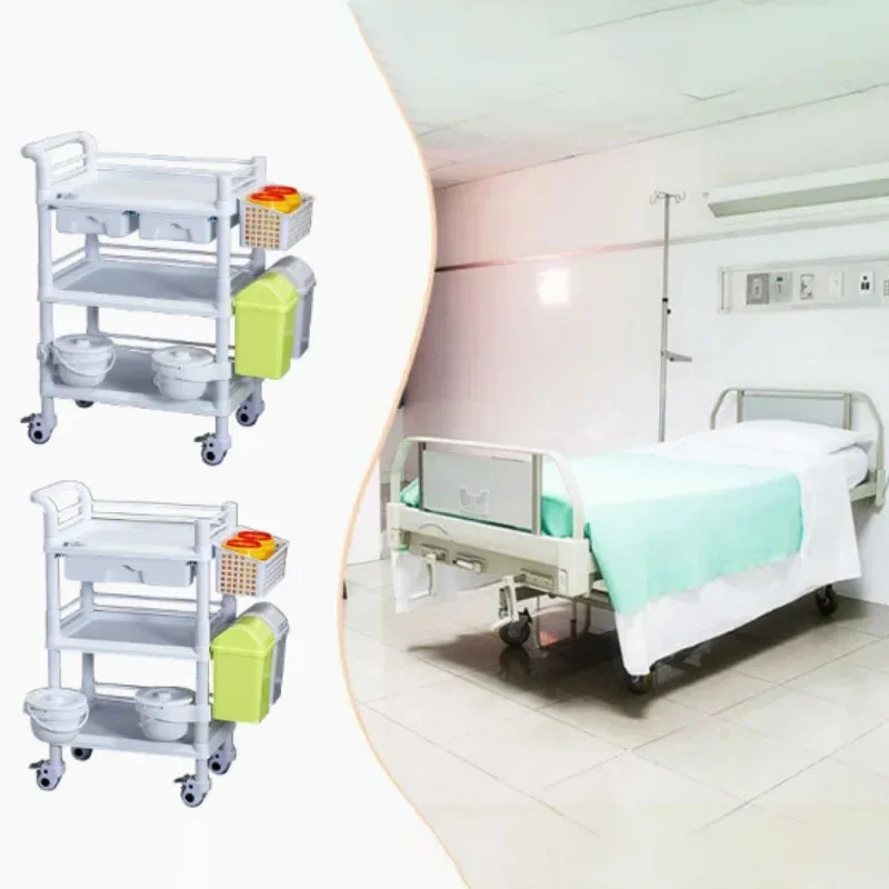 ABS Plastic Multi-layer Trolley Equipment Operating Room Trolley Medical Hospital Instrument Trolley Mobile Silent Caster Cart Z