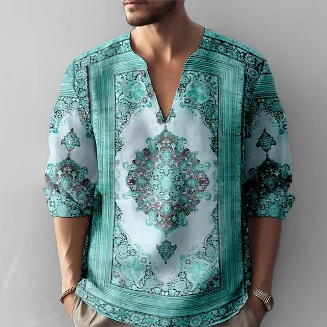 2025 New Fashion Print Clothing T-shirt for Men African National Pattern Tshirts Streetwear Casual Vintage Men's Pullover Top