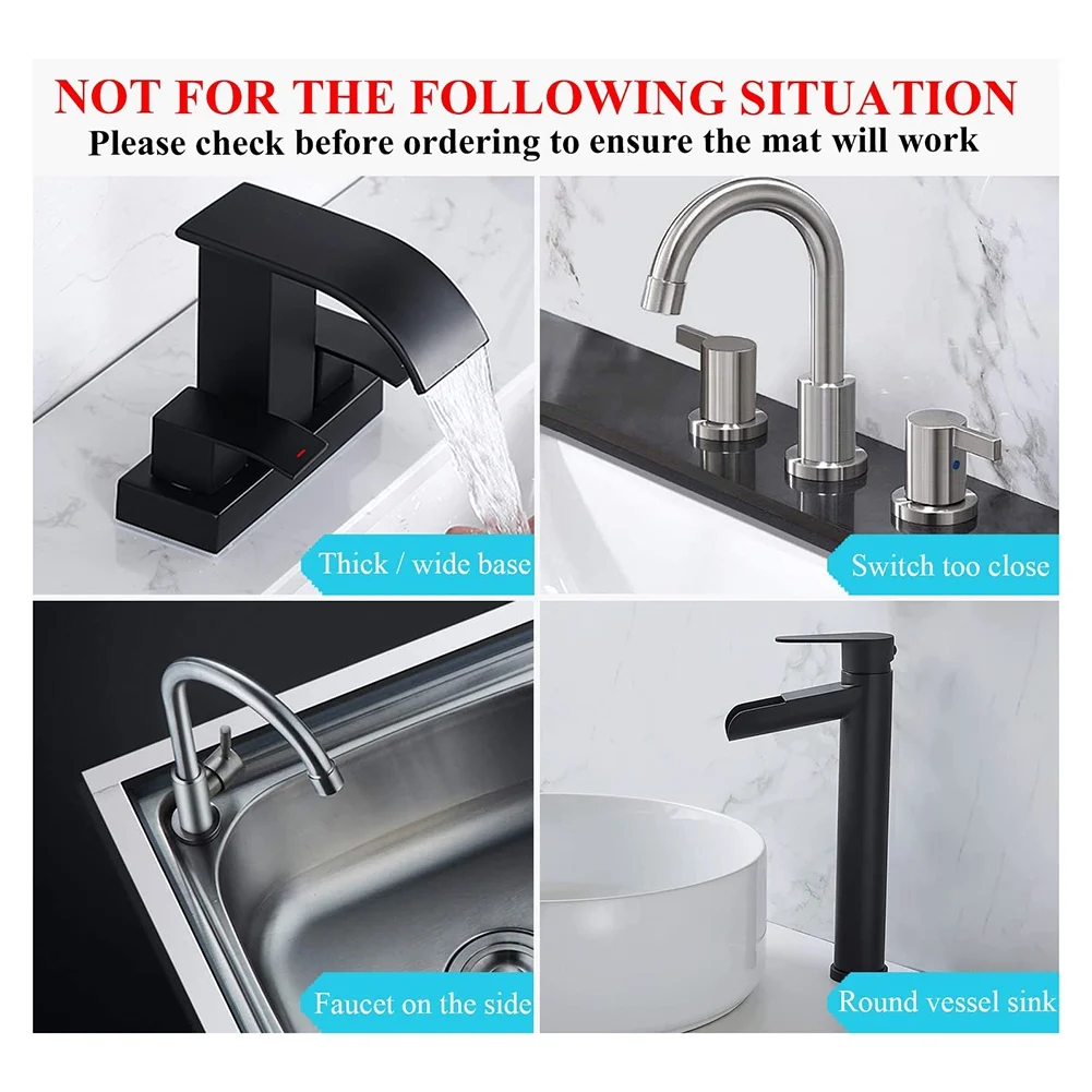 Sink Splash Guard with Slope for Self Draining - Sink Faucet Mat & Soap Dish & Sponge Holder-Silicone Faucet Handle Drip