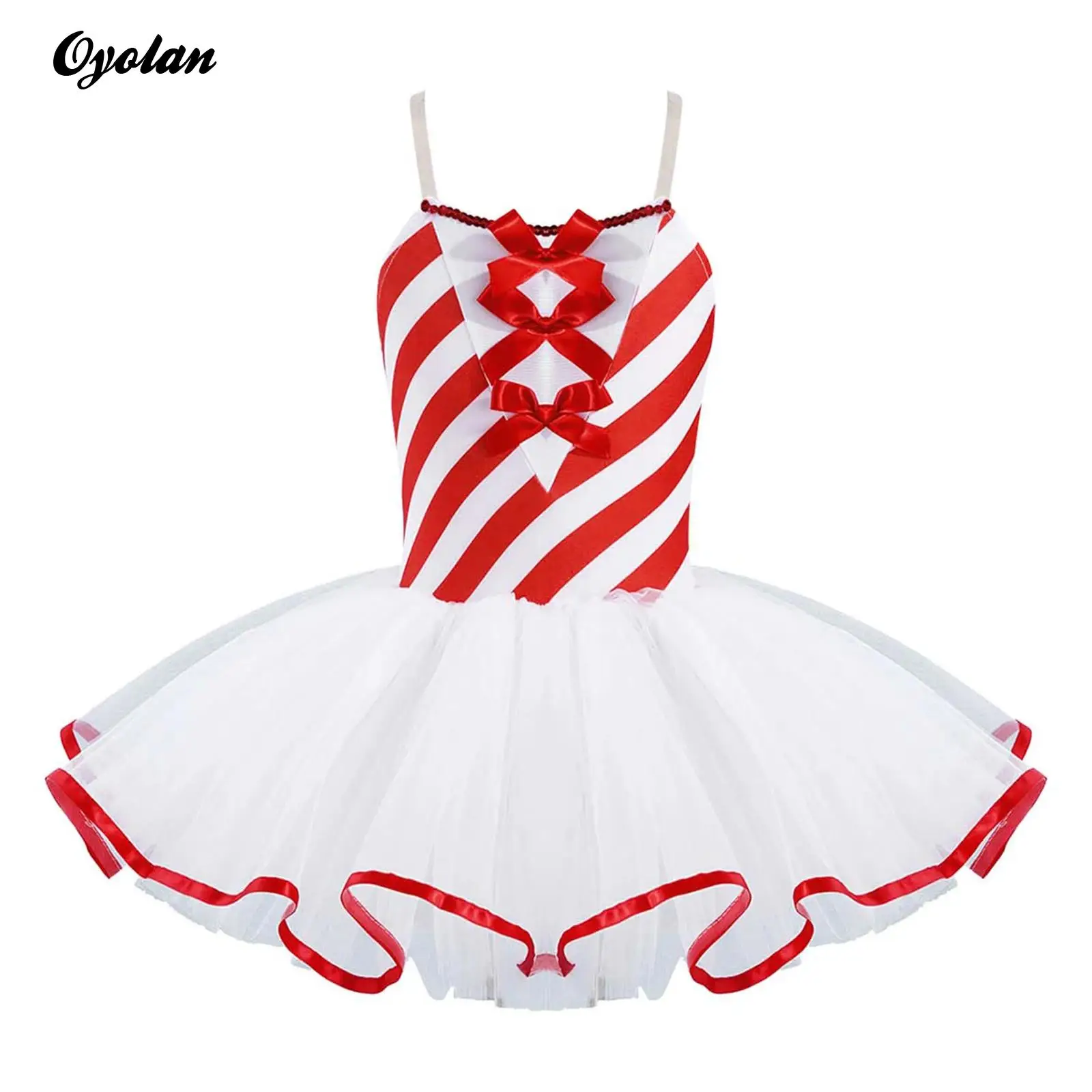 

Kids Girls Xmas Candy Santa Xmas Cosplay Outfits Ballet Dance Tutu Dress Leotard Print Mesh Ballerina Fairy Tutu Dress Costume