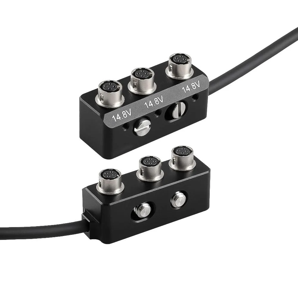 1 to 3 Power Splitter Box Cable Rotatable RA Hirose 4 Pin Male to 3x Female for Sony F55 FS5 Sound Devices 688 Zoom F4 F8N 30cm