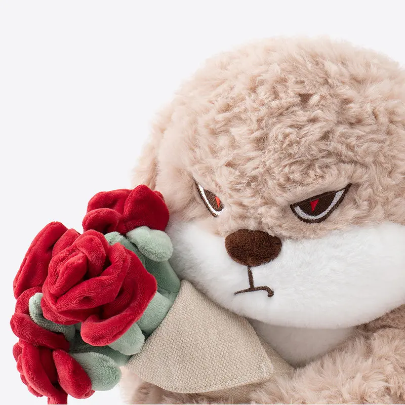 

Плюшевая игрушка ZEIO «Грумпи Раббит», милая мягкая пушистая кукла-кролик с букетом роз, подарок на Новый год для детей, девочек и взрослых