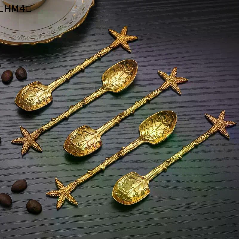 〔HM4〕Cuchara de Café Metálica Retro con Forma de Libélula, Ramas y Hojas, Cuchara para Helado, Pastel, Postre, Leche, Utensilios de Cocina, Vajilla