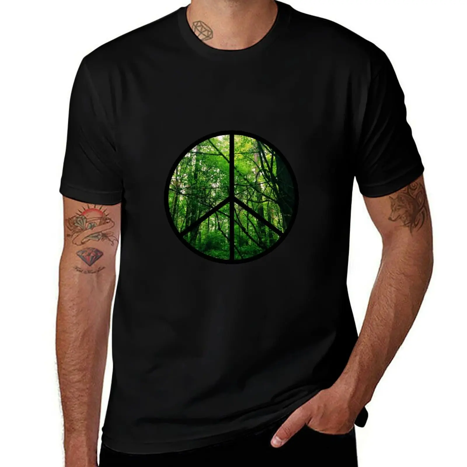 

Forest Tree Peace Sign T-Shirt man t shirt cotton t shirt personalised man t shirt cotton high quality T-shirt