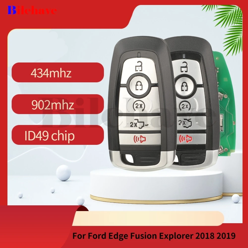 

Чип jingyuqin ID49 434 МГц/902 МГц умный дистанционный ключ без ключа с 5 кнопками для Ford Edge Fusion Explorer 2018 2019 164-8149