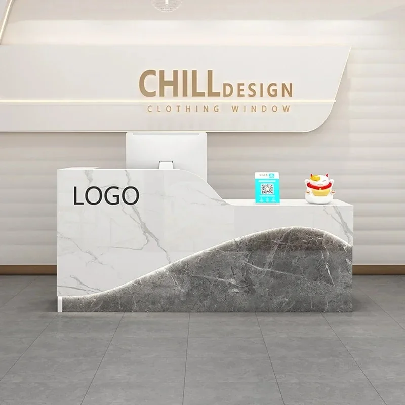 & Modern Commercial Company Front Desk Minimalist Paint Reception Desks for Beauty Salon Small Shop Counter Reception Counter De