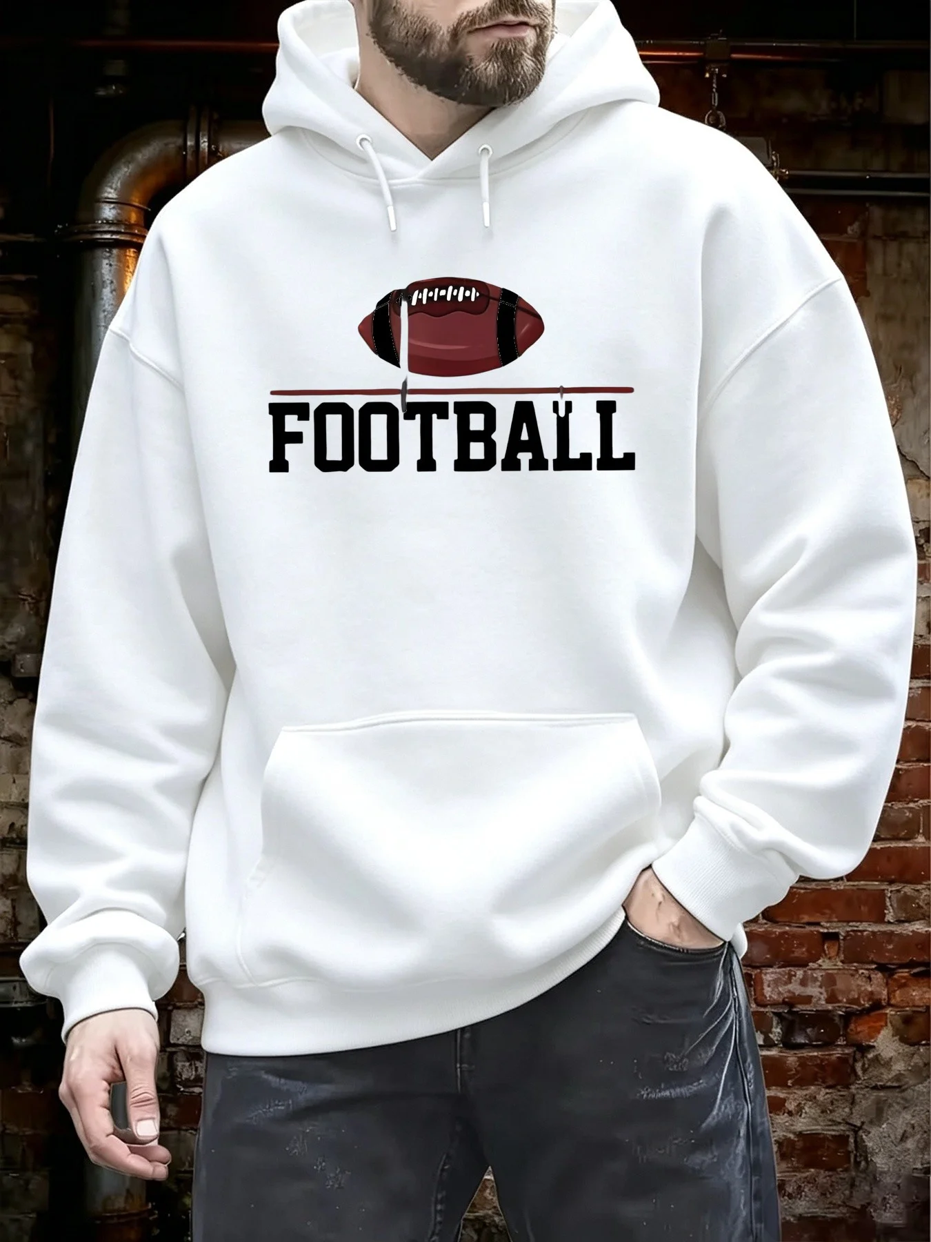 Men'S Black Streetwear Hoodie Men'S Printed Football Graphic Hoodie Men'S Hoodies Are Comfortable And Breathable Suitable for Home Outings Parties And More It Is Perfect for You Soft Stretch Fabric