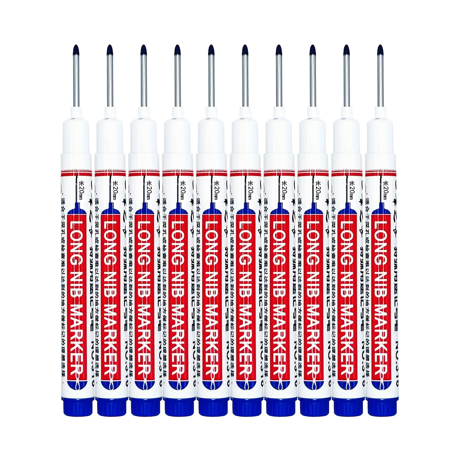 5-15 stuks 20mm Diepe Gat Lange Punt Markeringen Voor Metaal Perforeren Pen Waterdicht Badkamer Houtbewerking Decoratie Multifunctioneel