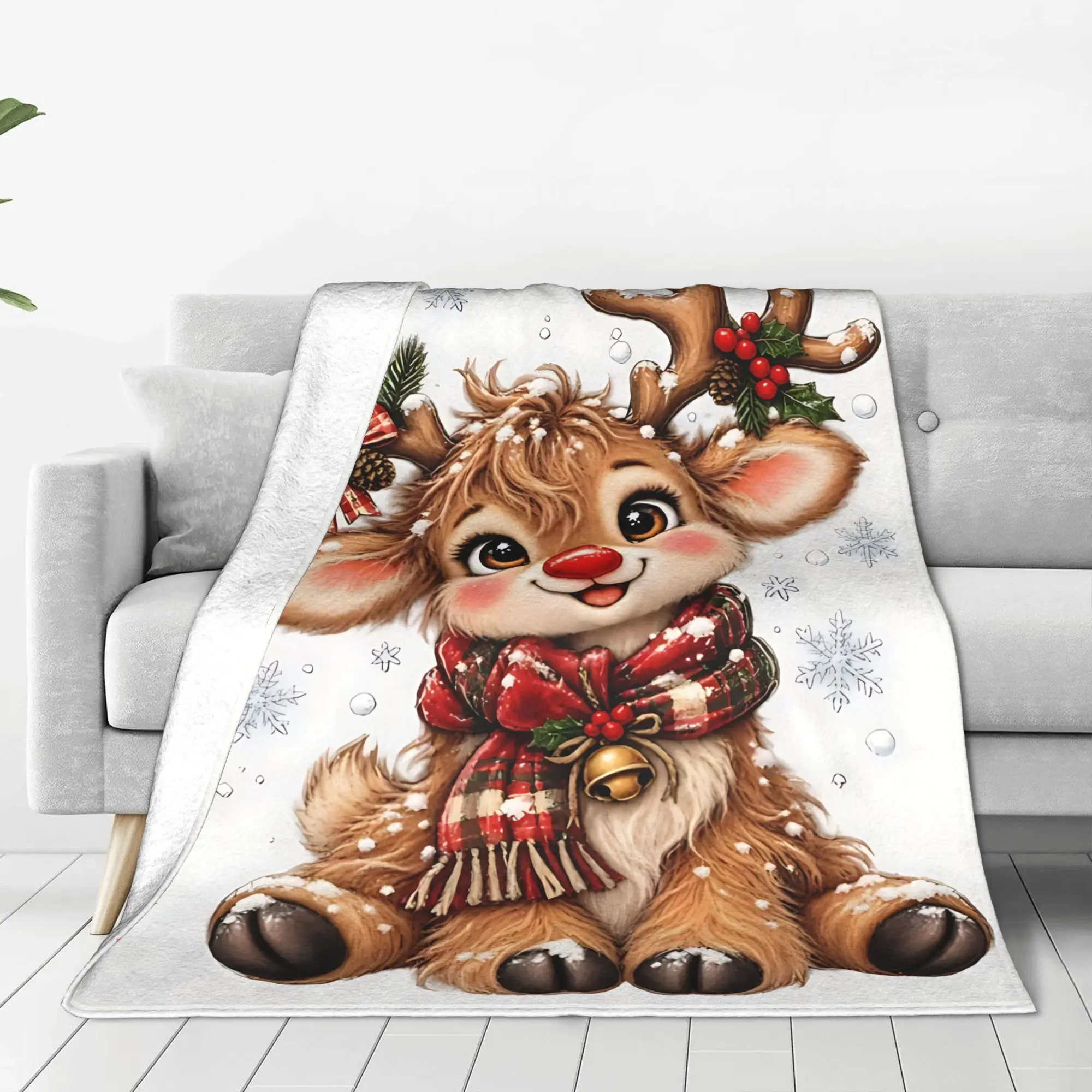 1PC Home Buffalo Plaid Christmas Blanket Throw Blanket  Novelty Warm Blanket All Season Gift for Happy Halloween Give Thanks