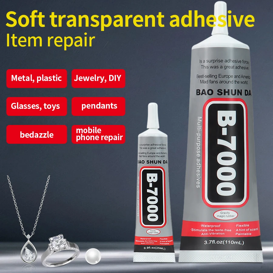 B-7000 Glue Clear for Rhinestone Crafts,Jewelry and Bead Adhesive, High Viscosity Glue for Shoes Cell Phones Screen Repair Nail image 2