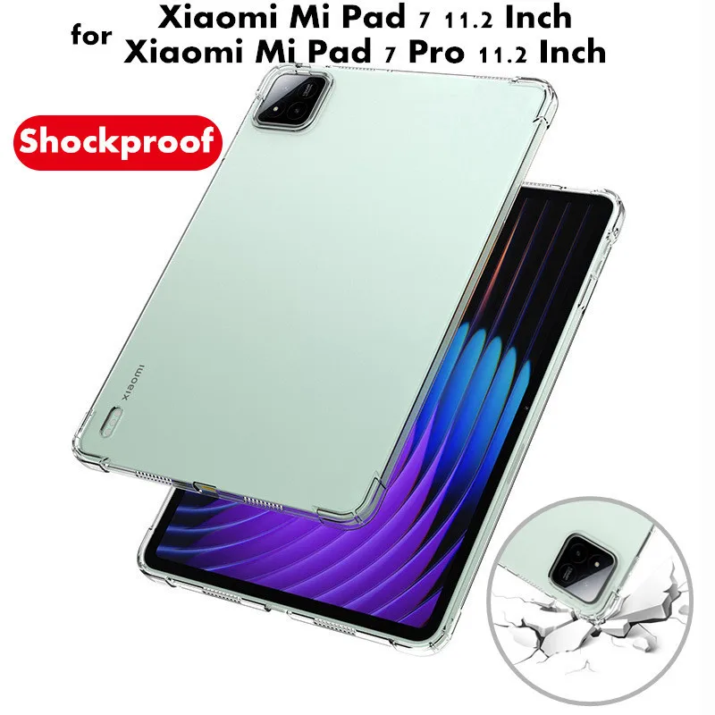 For Xiaomi MiPad Mi Pad 7 Pro 11.2 Inch 2024 Transparent Anti-drop TPU Tablet Cover Four-corner Shockproof Protection Clear Case