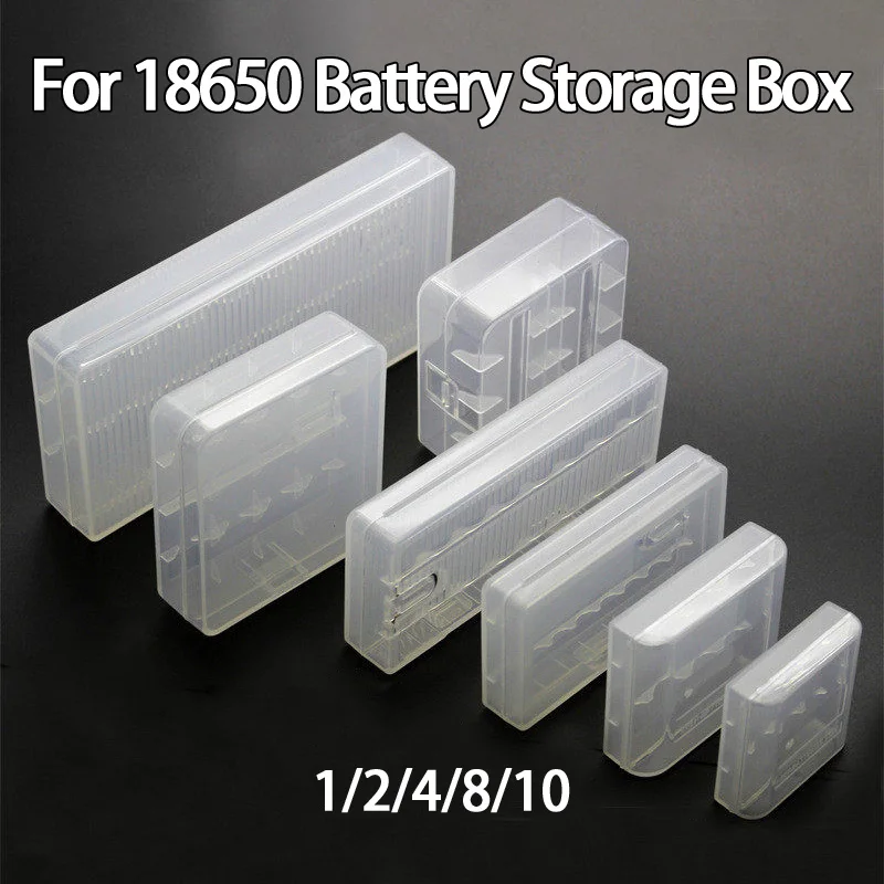 

1PC 18650 Battery Storage Box Hard Plastic PP Case For 1/2/4/8/10PCS Rechargeable Battery Portable Dustproof Shockproof Durable
