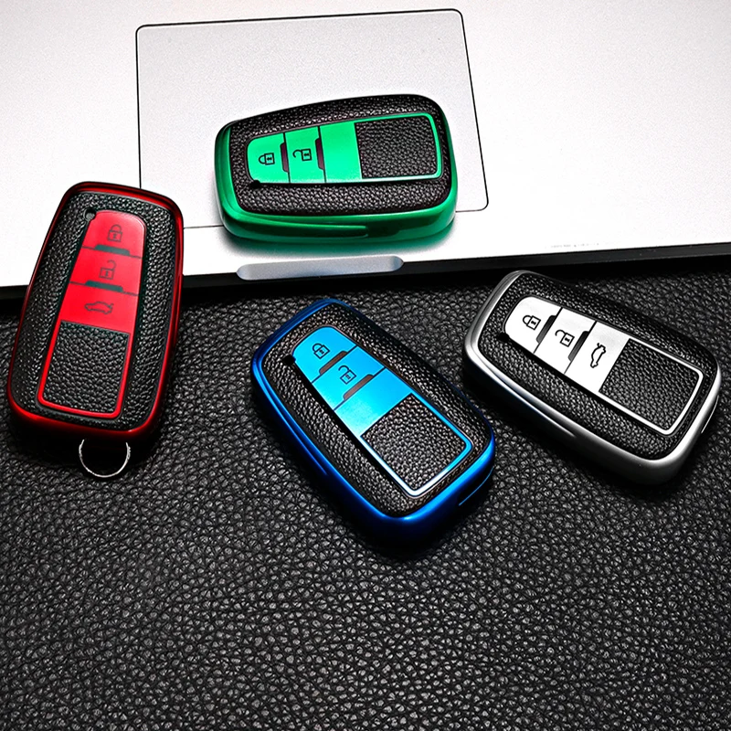 Leather Style Car Remote Key Case Cover Fob For Toyota Prius Camry Corolla CHR C-HR RAV4 Land Cruiser Prado Keychain Accessories