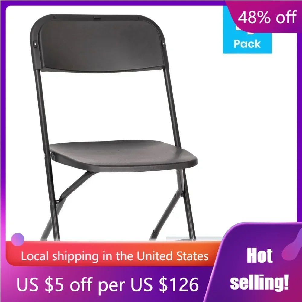 Set of 4 School Chairs Big & Tall Stackable Plastic Folding Chairs Extra Wide Commercial Event Seats Children's Chair Black