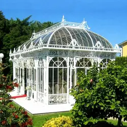 Wrought Iron Tropical Glass Conservatory Greenhouse Steel Glasshouse