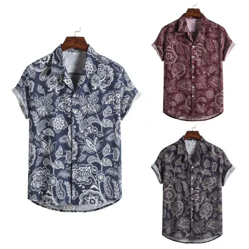 

SZYL-Men's Printed Short-Sleeved Shirt, Casual Clothing, Slim Shirt, Plus Size, Wholesale, Hot Sale, Summer