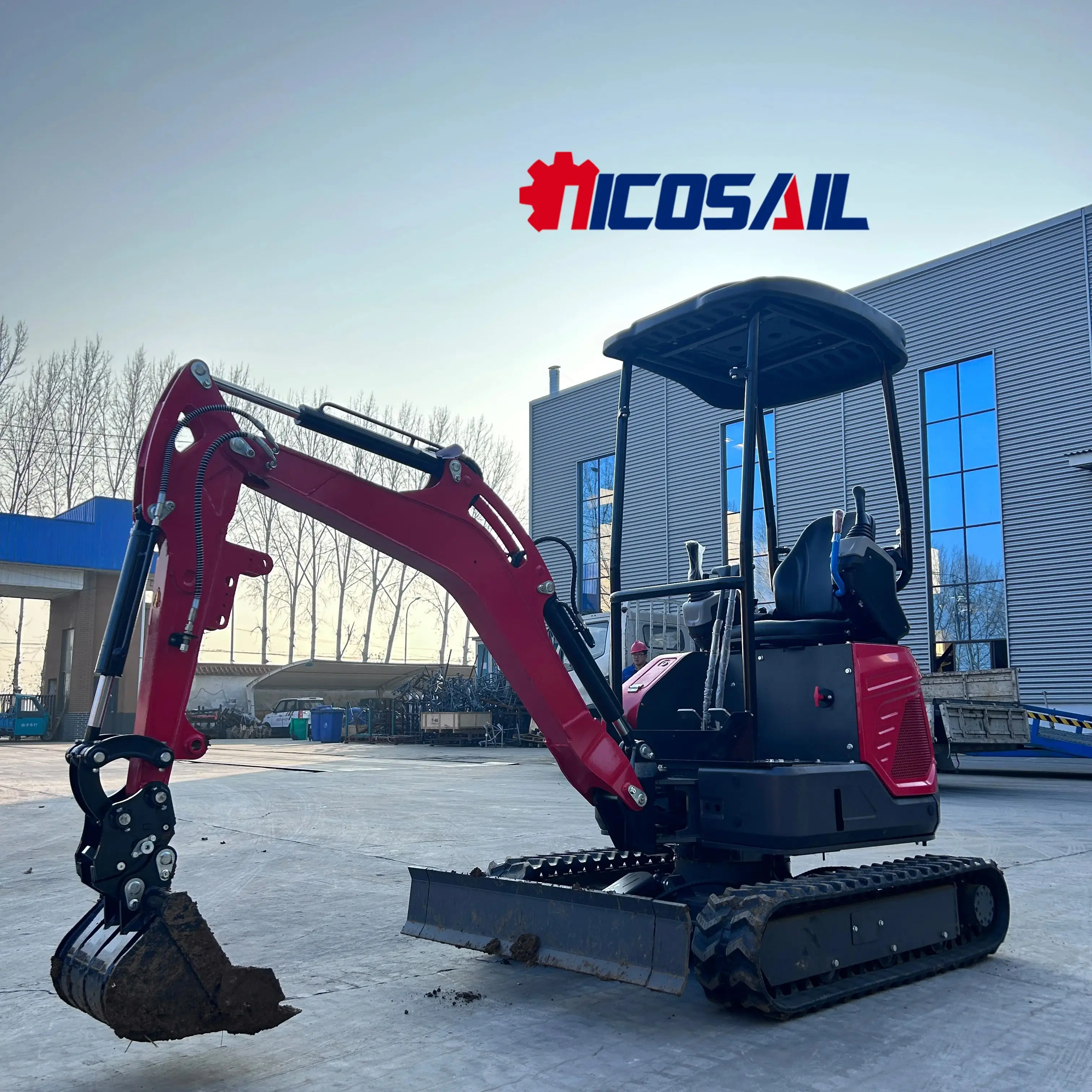 Excavator Mini 1.2-ton Compact Mini Excavator with Side Swing Function and Multiple Accessories