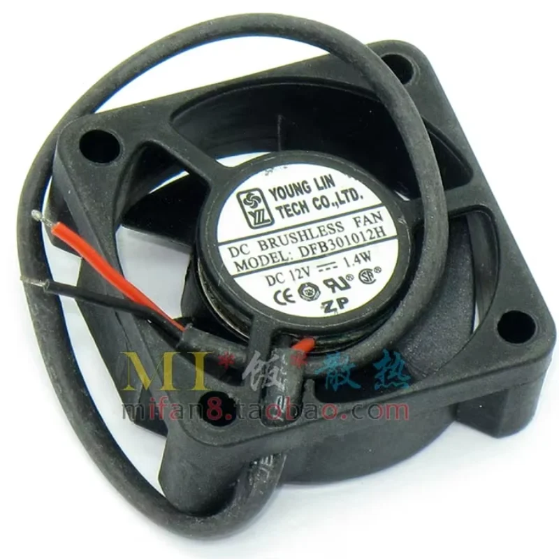 

Young Lin DFB301012H DC 12V 1.4W 30x30x10mm 2-wire Server Square Fan