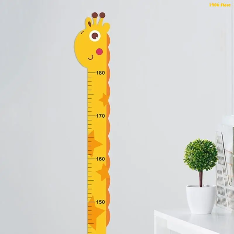 U1JB Children's Height Sticker Room Wall Decoration Decal Creative Cartoon Measurement Height Ruler Stickers Self-Adhesive
