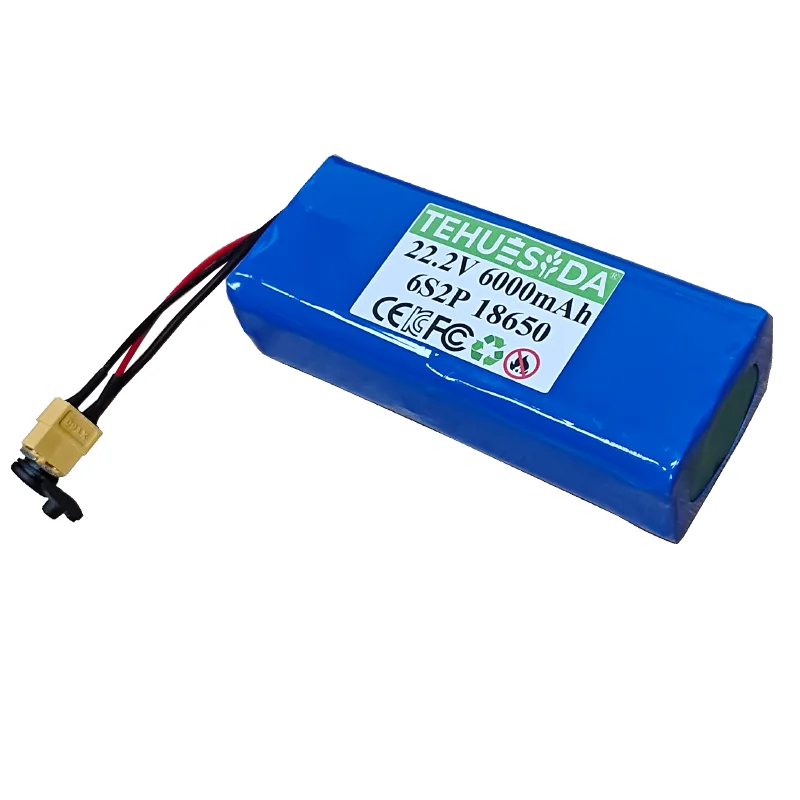22.2V 6000mAh 6S2P 18650 Battery Pack with BMS – Ideal for DIY, RC Drone & Robot