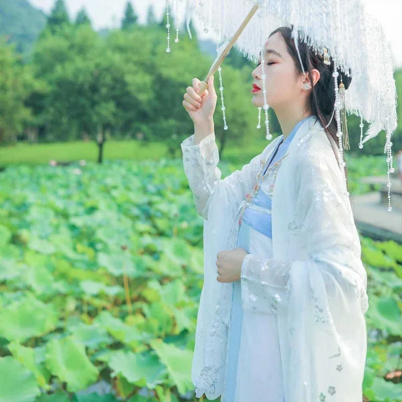 Disfraz de Hanfu tradicional chino para mujer, ropa Han Fu para mujer, Tops de manga larga, capa antigua Oriental de hadas, Cosplay